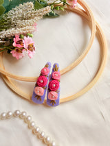 Niya Lavender Hand Embroidered Floral Tic Tac Clips