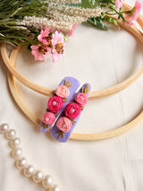 Niya Lavender Hand Embroidered Floral Tic Tac Clips
