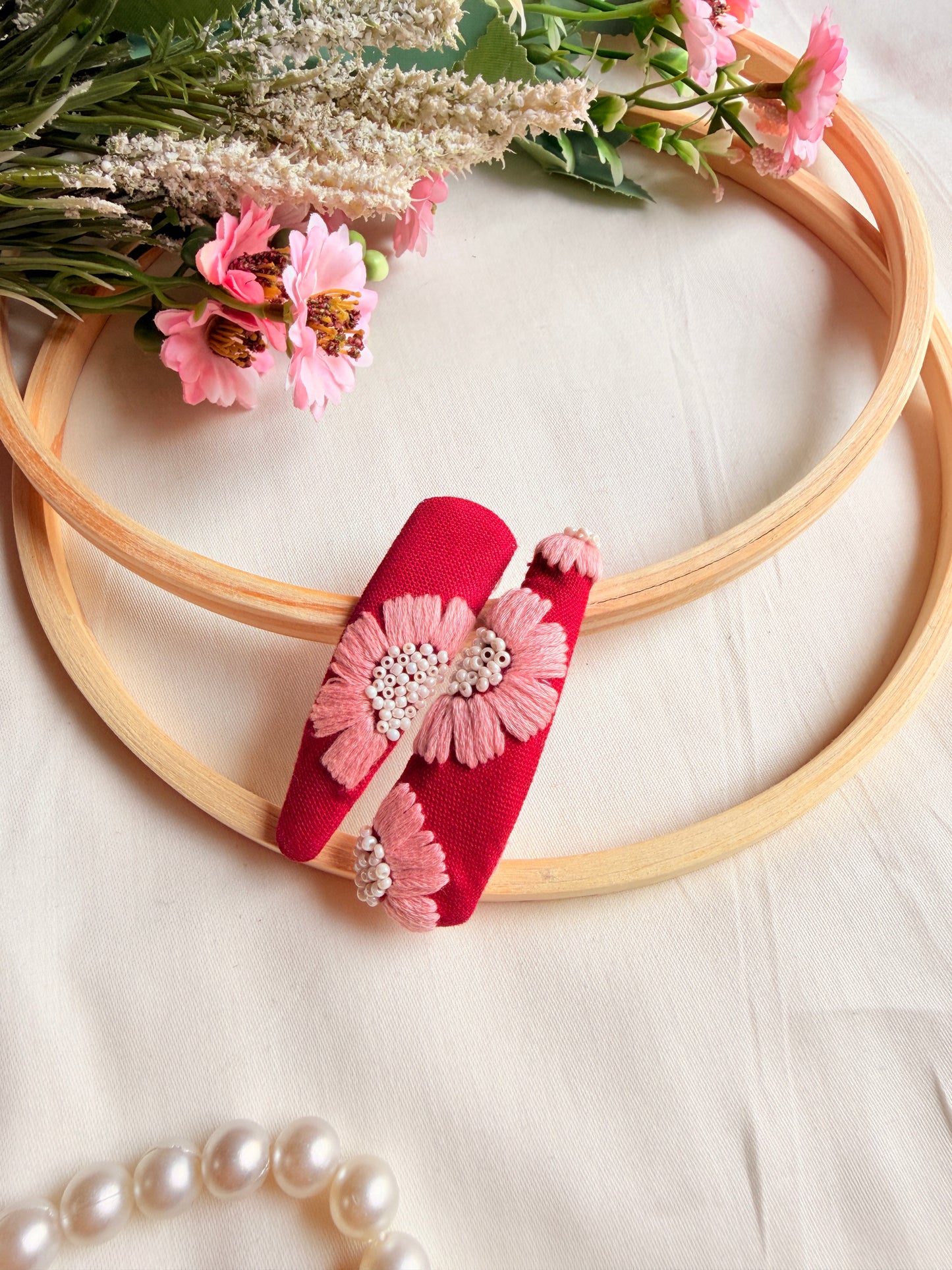 Basanti Hand Embroidered Floral Tic Tac Clips