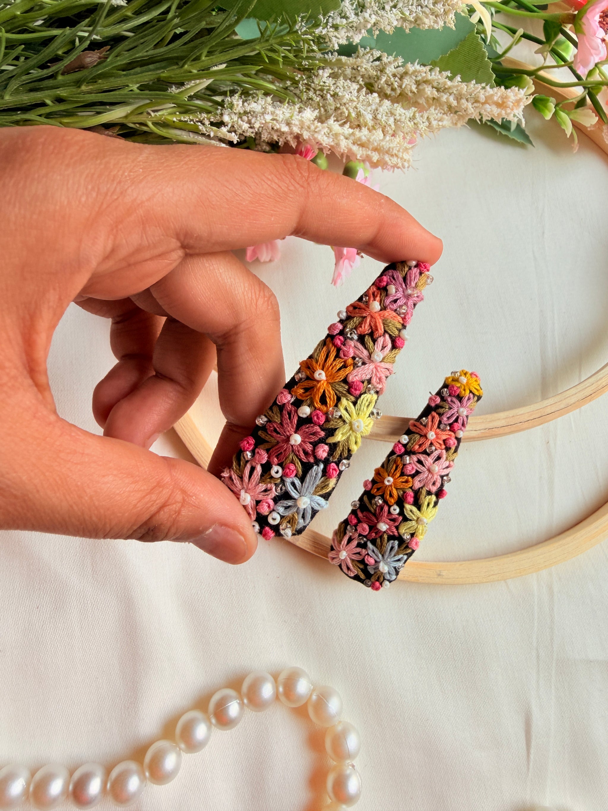 Galaxy Hand Embroidered Floral Tic Tac Clips