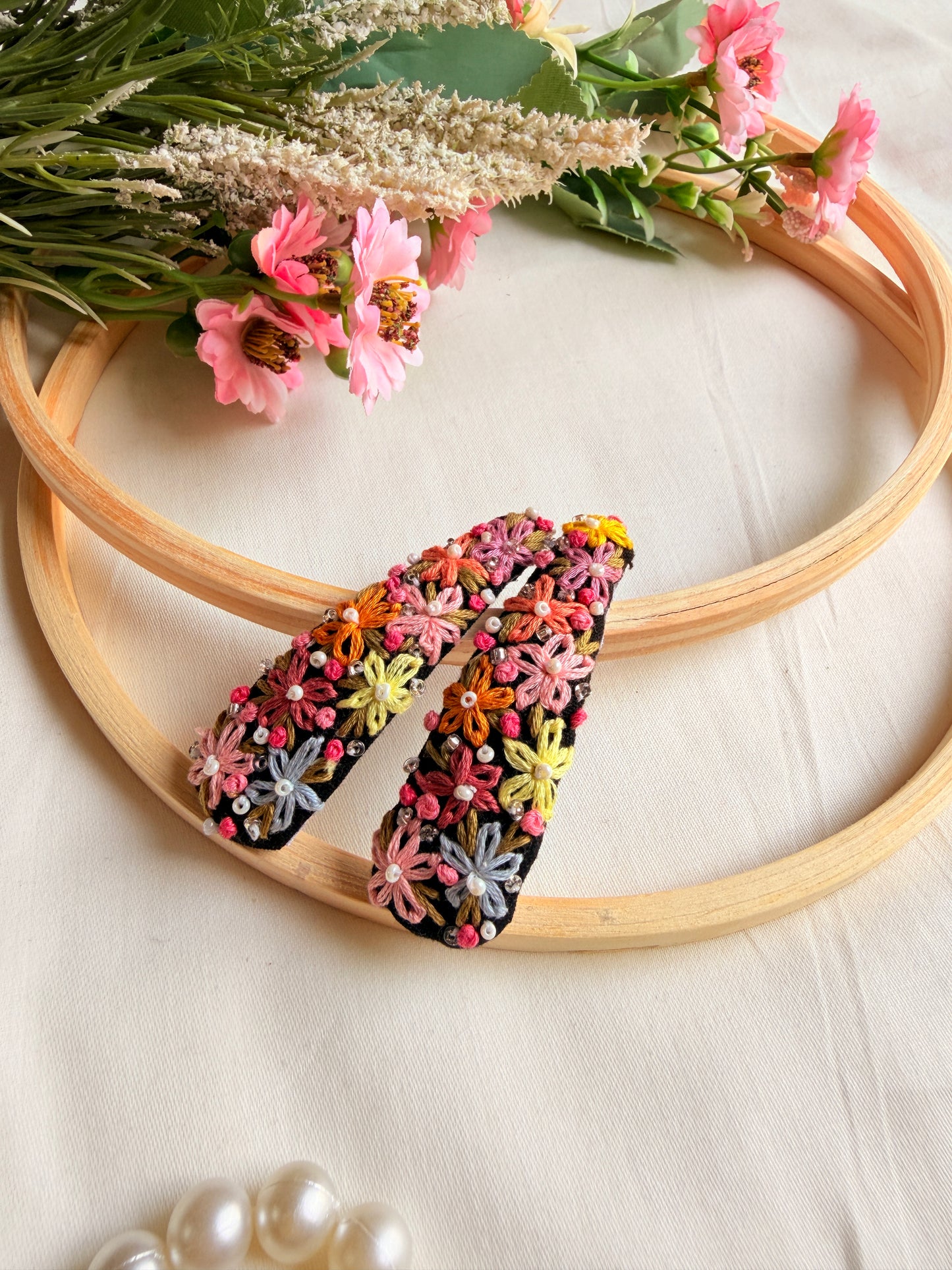 Galaxy Hand Embroidered Floral Tic Tac Clips