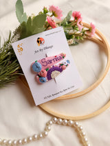 Personalized Pink Floral Hand Embroidered Tic Tac Clips
