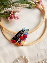 Personalized Black Floral Hand Embroidered Tic Tac Clips
