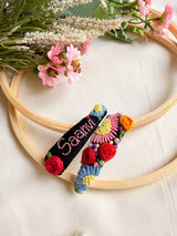 Personalized Black Floral Hand Embroidered Tic Tac Clips