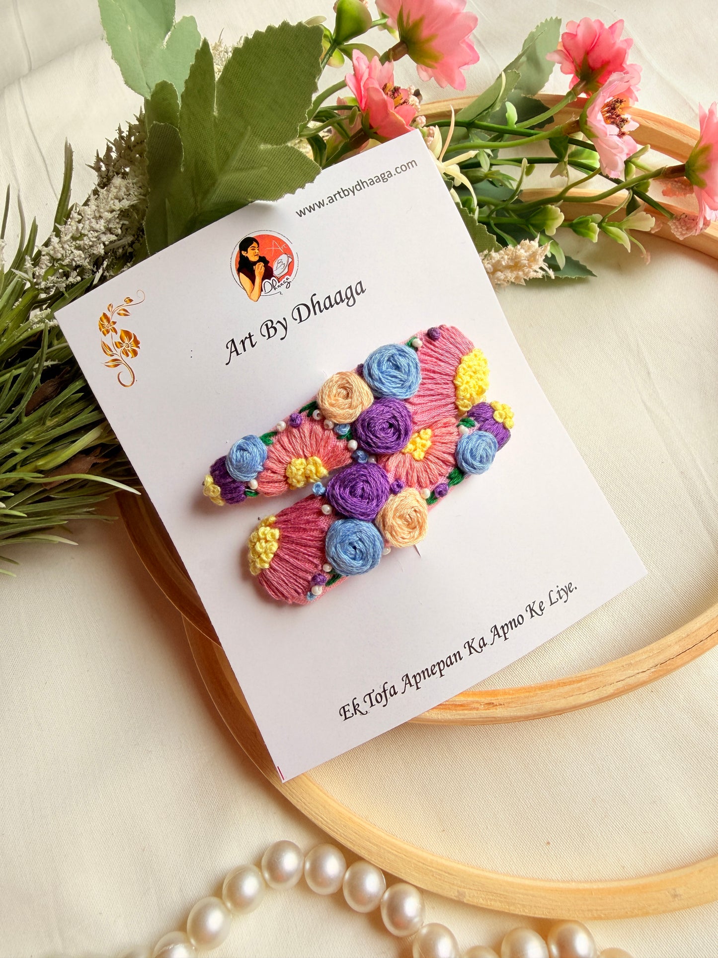 Disney Inspired Hand Embroidered Floral Tic Tac Clips