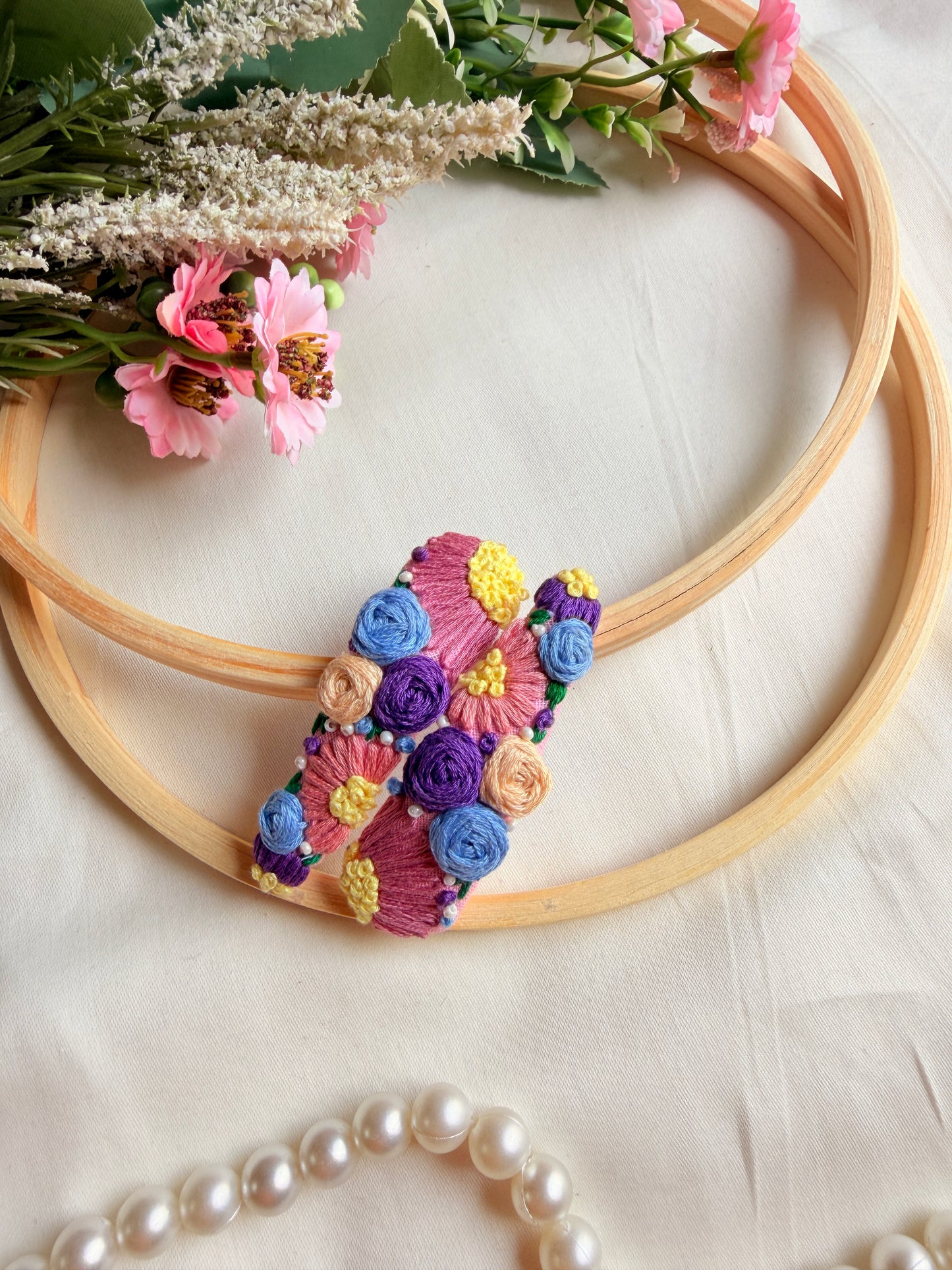 Disney Inspired Hand Embroidered Floral Tic Tac Clips