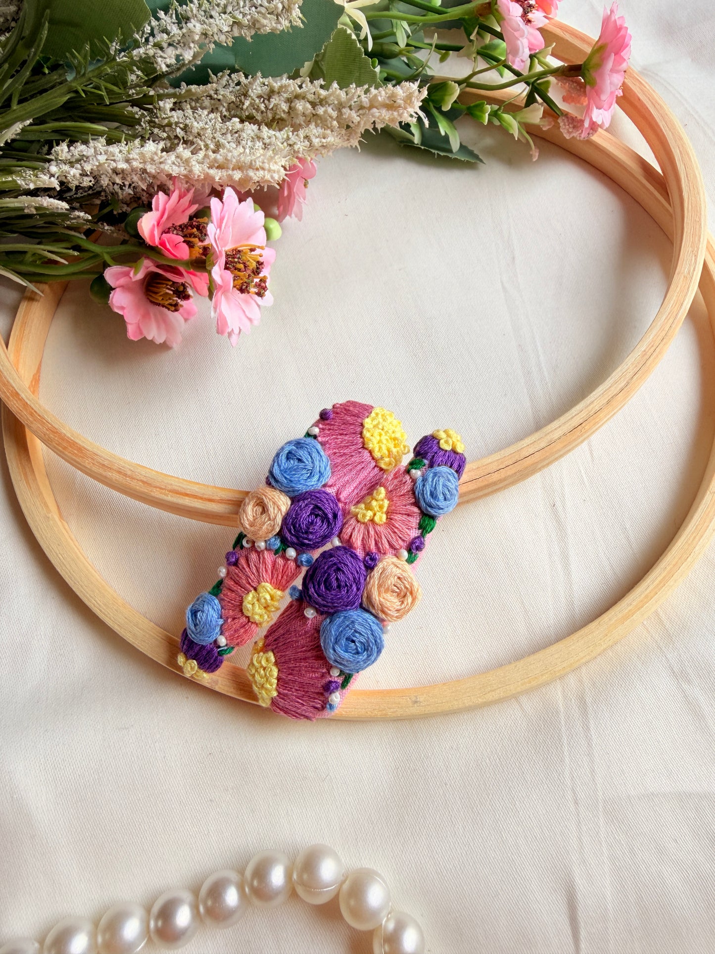 Disney Inspired Hand Embroidered Floral Tic Tac Clips