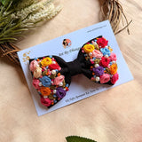 Aaravali Hand Embroidered Floral Bow Hair Accessory