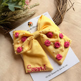 Baby Bloom Yellow Personalized Hand Embroidered Bow Hair Accessory