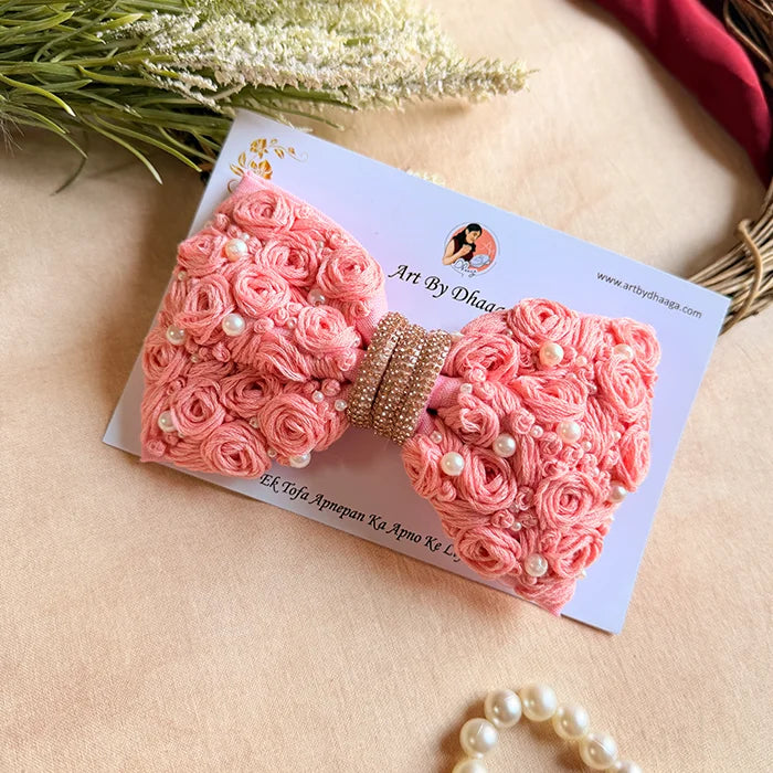 Baby Pink Floral mini Bow