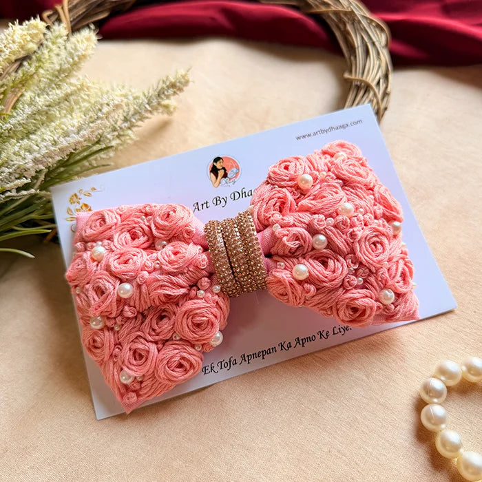 Baby Pink Floral mini Bow
