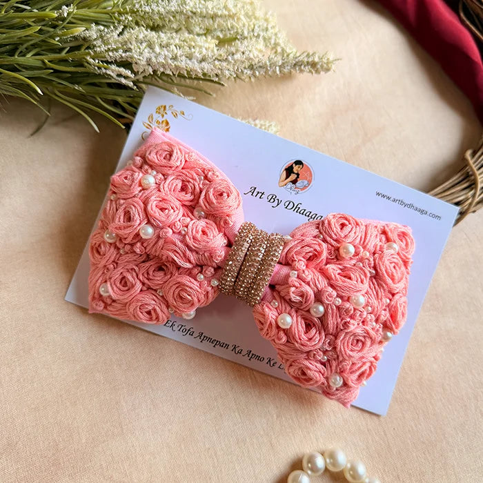 Baby Pink Floral mini Bow