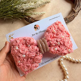 Baby Pink Floral mini Bow