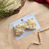 Darling Pearl Hand-Embroidered Bow Hair Accessory