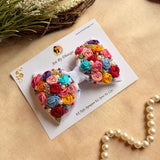 Rainbow Garden Hand-Embroidered Floral Bow Hair Accessory