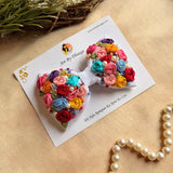 Rainbow Garden Hand-Embroidered Floral Bow Hair Accessory