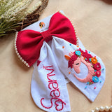 Unicorn Personalized Hand-Embroidered Bow Hair Accessory