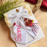 Aaina Mini White Bow for Kids – Hand-Embroidered Personalized Hair Accessory