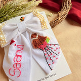 Aaina Mini White Bow for Kids – Hand-Embroidered Personalized Hair Accessory