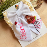 Aaina Mini White Bow for Kids – Hand-Embroidered Personalized Hair Accessory