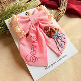 Aaina Mini Pink Bow for Kids – Hand-Embroidered Personalized Hair Accessory
