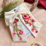 Aruna Floral Hand-Embroidered Bow Hair Accessory