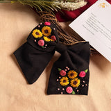Night Sunflower Mini Bow Hair Tie