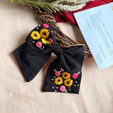 Night Sunflower Mini Bow Hair Tie