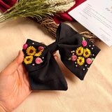 Night Sunflower Mini Bow Hair Tie