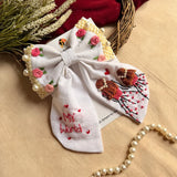 Mother Daughter Duo Hand Embroidered Pearl Bow Hair Clip