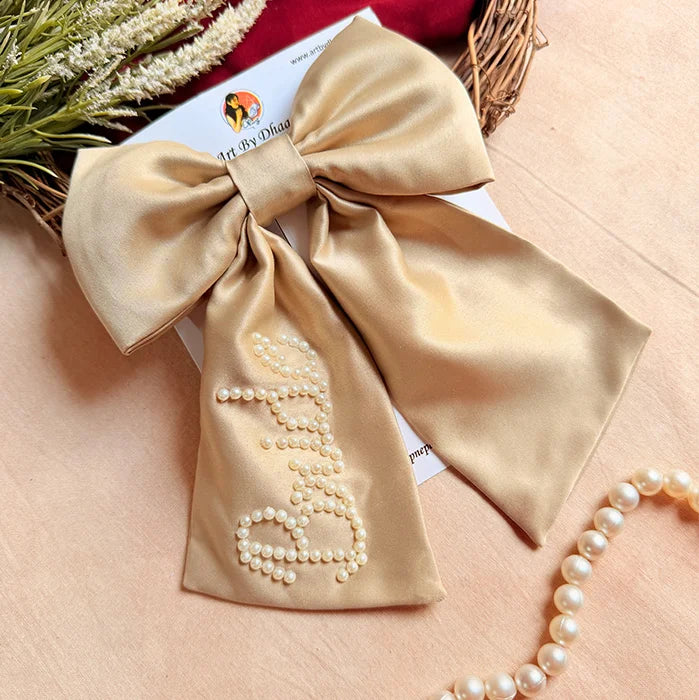 Browney Pearl ( Satin )Personalized Satin Bow Hair Clip