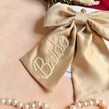 Browney Pearl ( Satin )Personalized Satin Bow Hair Clip