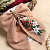Blushwood Bloom Hand Embroidered Floral Hair Bow