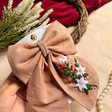 Blushwood Bloom Hand Embroidered Floral Hair Bow