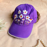 Violet Vasant Hand Embroidered Floral Cap