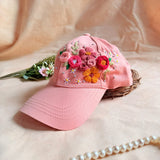 Blush Bloom Hand Embroidered Cap