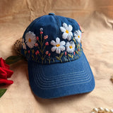 Daisy Meadow Hand Embroidered Cap