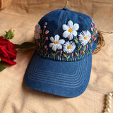 Daisy Meadow Hand Embroidered Cap
