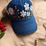 Daisy Meadow Hand Embroidered Cap