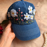 Daisy Meadow Hand Embroidered Cap