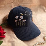 Moonlit Meadow Hand Embroidered Corduroy Cap