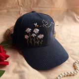 Moonlit Meadow Hand Embroidered Corduroy Cap