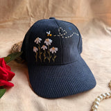 Moonlit Meadow Hand Embroidered Corduroy Cap