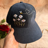 Moonlit Meadow Hand Embroidered Corduroy Cap