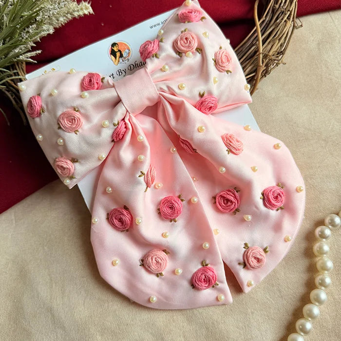 Lotus Hand Embroidered Statement Bow
