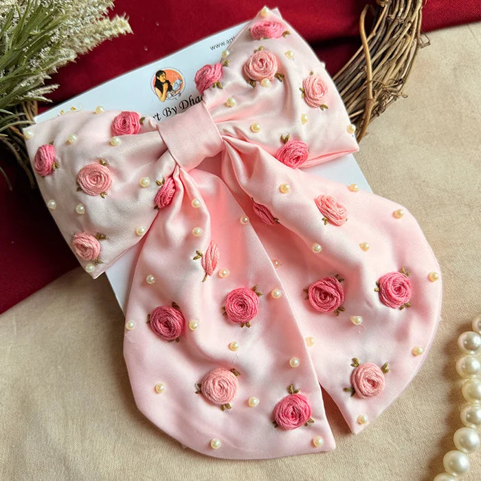 Lotus Hand Embroidered Statement Bow
