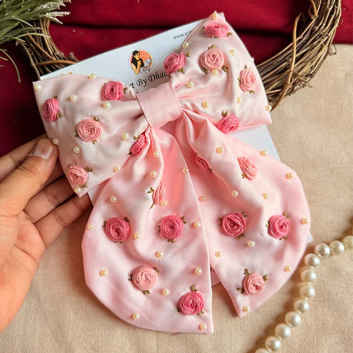 Lotus Hand Embroidered Statement Bow