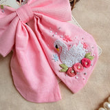 Swan Hand Embroidered Statement Bow