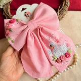 Swan Hand Embroidered Statement Bow