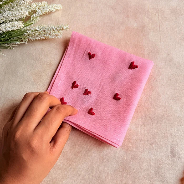Sweet Heart Hand Embroidered Handkerchief